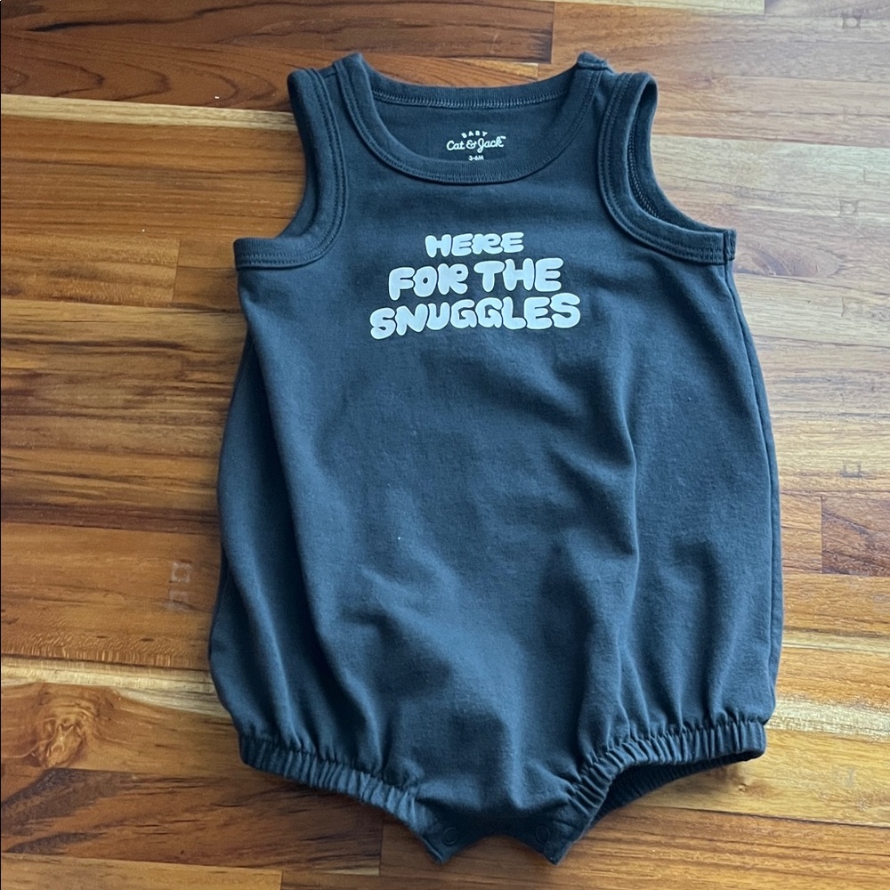 Cat & Jack Black Baby Romper with Snuggle Print